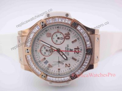 Hublot Big Bang Rose Gold White Rubber Strap Replica Watches